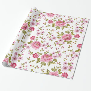 Elegant vintage roses floral design wrapping paper