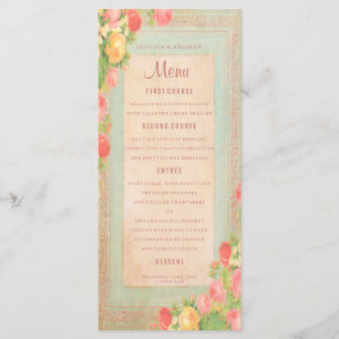 Elegant Vintage Roses Wedding Menu