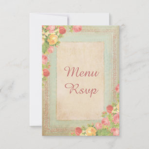 Elegant Vintage Roses Wedding Menu RSVP