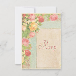 Elegant Vintage Roses Wedding RSVP Card