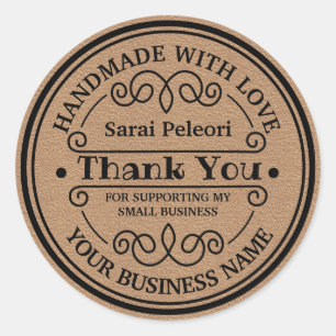 Elegant Vintage Round Frame Thank you Classic Round Sticker