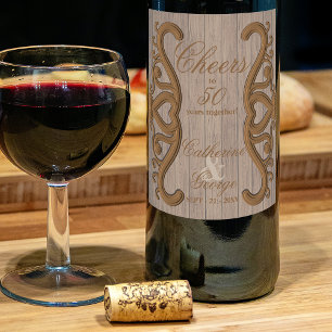 Elegant Vintage Rustic 50th Wedding Anniversary Wine Label