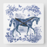 Elegant Vintage Rustic Blue Horse Country Toile