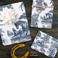 Elegant Vintage Rustic Blue Horses Country Toile