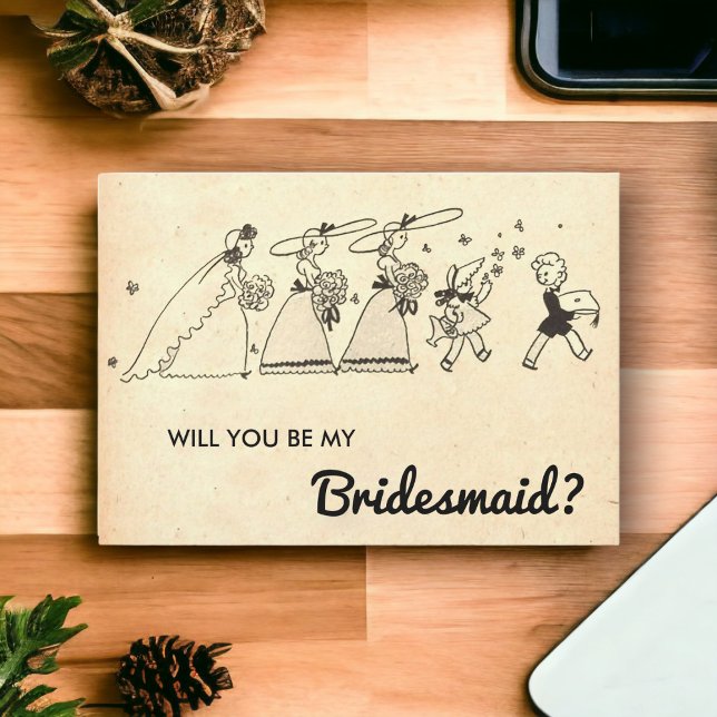 Elegant Vintage Rustic Old Modern Bridesmaid Card (Creator Uploaded)