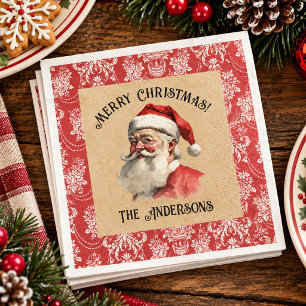 Elegant Vintage Santa Claus Christmas Party Napkin