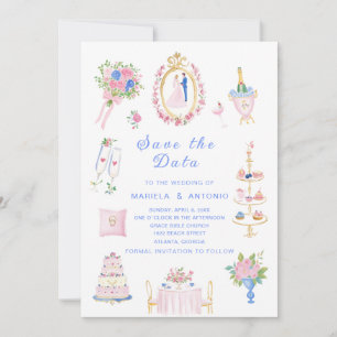 Elegant Vintage save the data Watercolor Wedding F Invitation