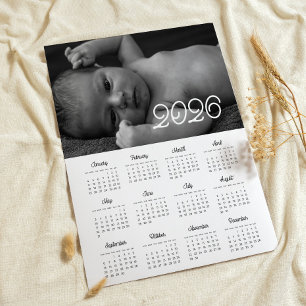 Elegant vintage script 2026 photo calendar poster