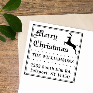 Elegant Vintage Script Christmas Return Address Self-inking Stamp