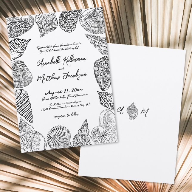 Elegant Vintage Seashell Beach Wedding Invitation (Elegant Vintage Seashell Beach Wedding Invitation )