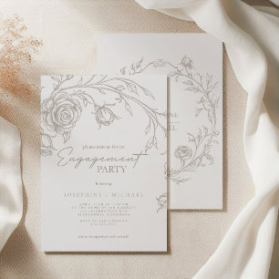 Elegant Vintage Sepia Engagement Party Invitation