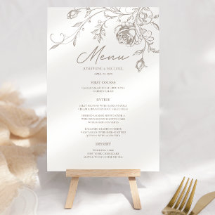 Elegant Vintage Sepia Floral Wedding Menu