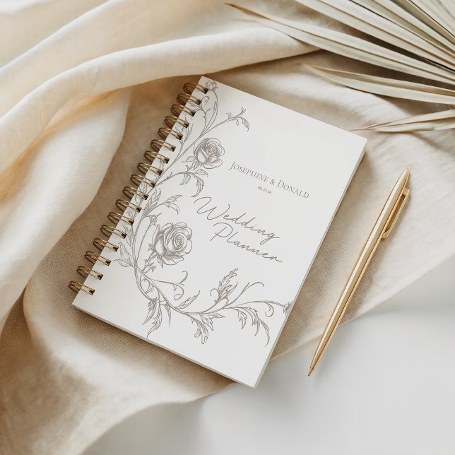 Elegant Vintage Sepia Wedding Planner Notebook (Creator Uploaded)