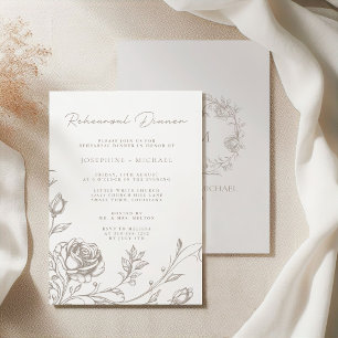 Elegant Vintage Sepia Wedding Rehearsal Dinner Invitation