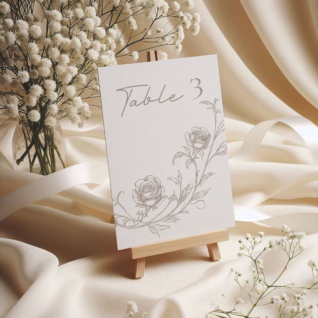 Elegant Vintage Sepia Wedding Table Number (Creator Uploaded)