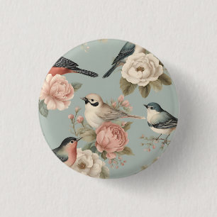 Elegant Vintage Shabby Chic Cottagecore Floral 3 Cm Round Badge