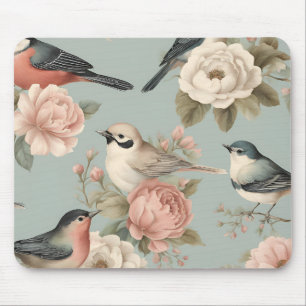 Elegant Vintage Shabby Chic Cottagecore Floral Mouse Pad