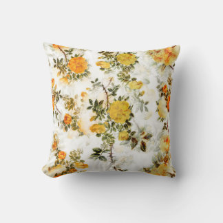 Elegant Vintage Shabby Chic Yellows Golds Florals Cushion