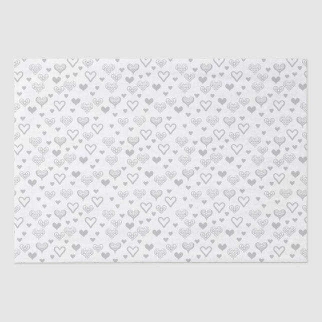 Elegant Vintage Silver Hearts Wedding, Engagement Tissue Paper (Front)