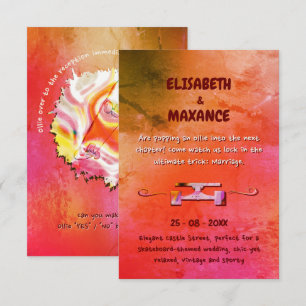 Elegant Vintage Skateboard Wedding terracotta Invitation