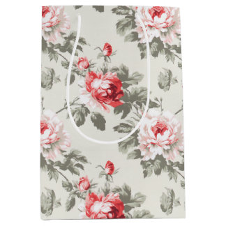 Elegant vintage spring rose floral pattern medium gift bag