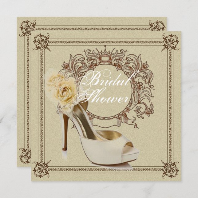 Elegant Vintage Stiletto Bridal Shower Invitation (Front/Back)