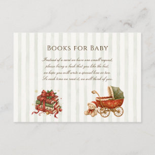Elegant Vintage Stroller Books for Baby Shower Enclosure Card