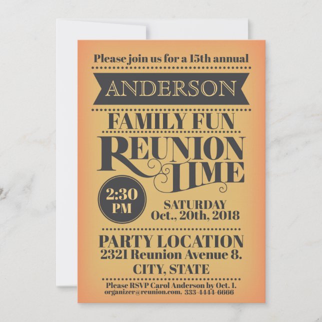 Elegant vintage style family reunion design. invitation (Front)