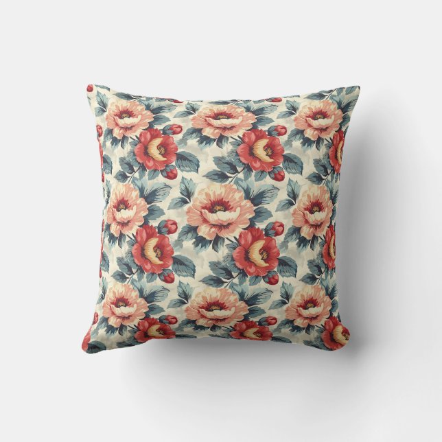 Elegant Vintage Stylish Romantic Floral Chic Cushion (Back)