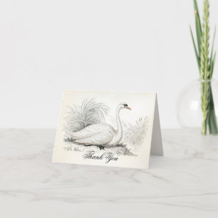 Elegant Vintage Swan Thank You Note Card