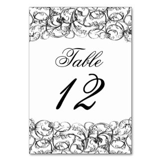 Elegant vintage swirls table number