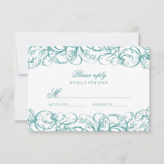 Elegant vintage swirls wedding rsvp cards