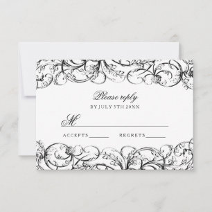 Elegant vintage swirls wedding rsvp cards