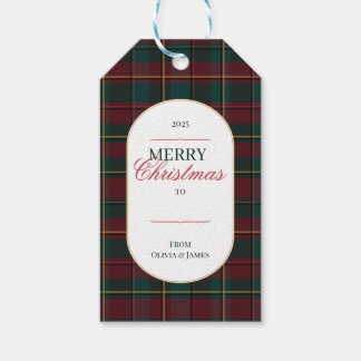 Elegant vintage Tartan Plaid Christmas gift tag