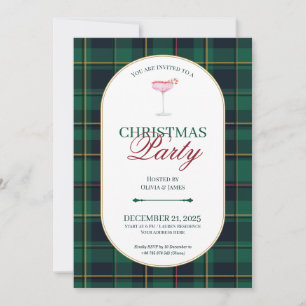 Elegant vintage Tartan Plaid Christmas Invitation