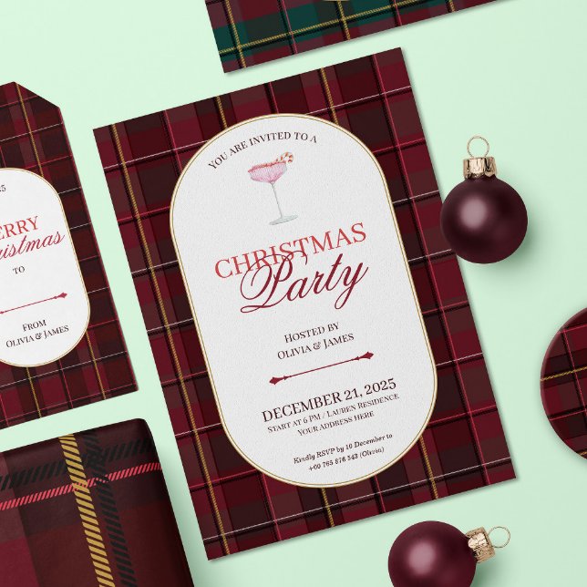 Elegant vintage Tartan Plaid Christmas Invitation (Creator Uploaded)