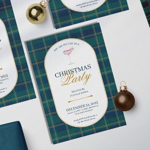 Elegant vintage Tartan Plaid Christmas Invitation