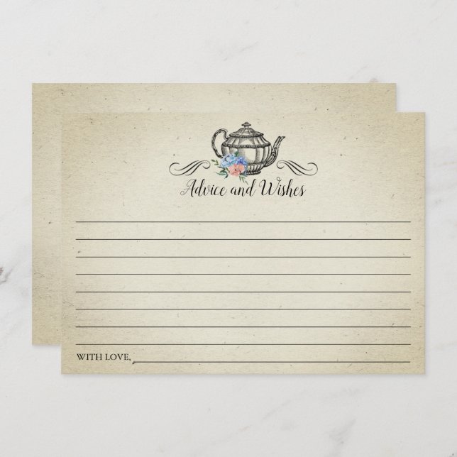 Elegant Vintage Tea Party Advice Card (Front/Back)