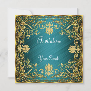 Elegant vintage Teal antique colour Invitation