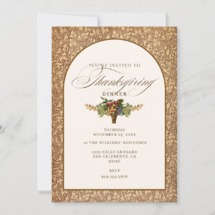 Elegant Vintage Thanksgiving Dinner Invitation