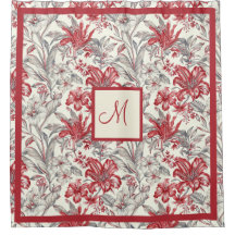 Elegant Vintage Toile de Jouy Grey and Deep Red