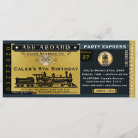 Elegant Vintage Travel Train Ticket Invitation