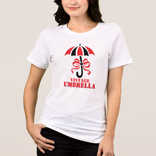 Elegant Vintage Umbrella with Ribbon Bow Design Tri-Blend Shirt