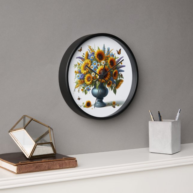 Elegant Vintage Urn with Flowers Wall Clock (Office)