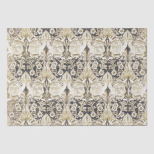 Elegant Vintage Victorian Beige Floral Pattern Tissue Paper