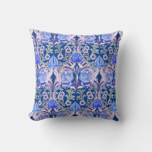 Elegant Vintage Victorian Blue Flowers Pattern Cushion
