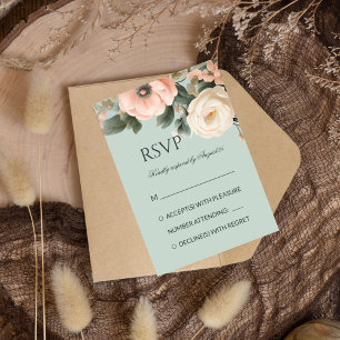 Elegant vintage Victorian blush peach floral  RSVP Card
