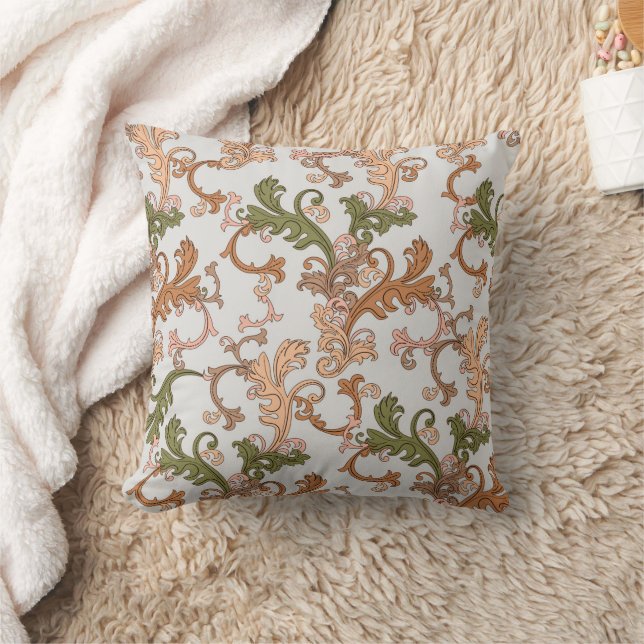 Elegant Vintage Victorian Boho Leaves Background | Cushion (Blanket)
