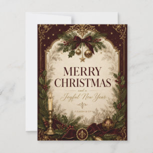 Elegant Vintage Victorian Christmas Greeting RSVP Card