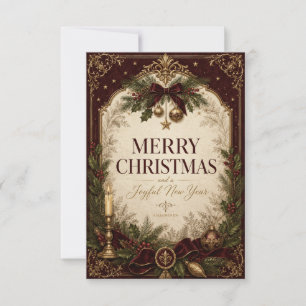 Elegant Vintage Victorian Christmas Greeting Thank You Card
